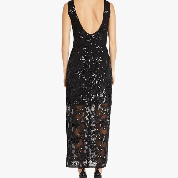 Donna Morgan NWT Floral Mesh Sequin Midi Dress - Picture 2 of 8